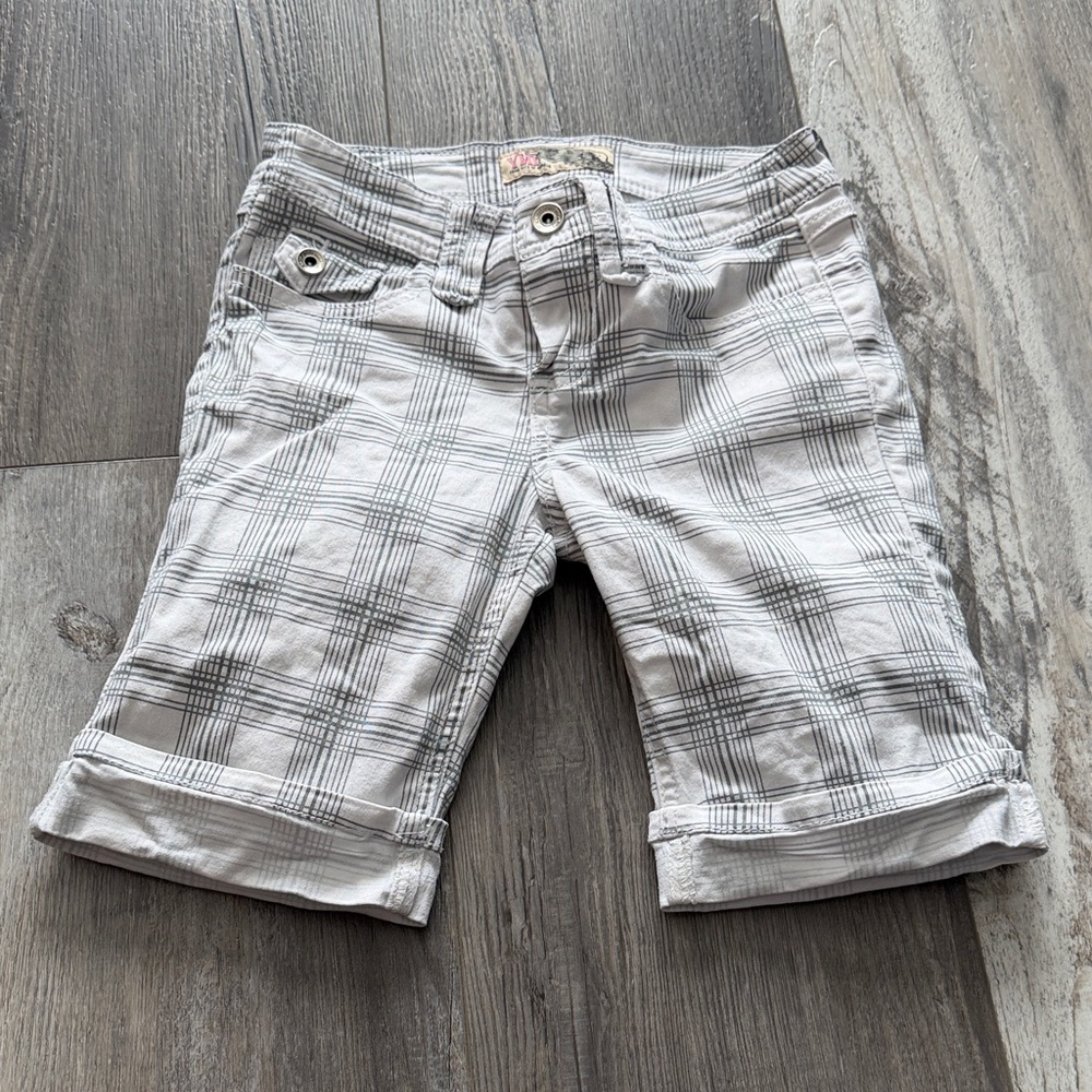 YMI Kids Plaid‎ Shorts - Gray and White